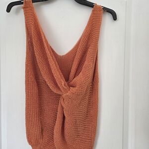 Orange Knit Sleeveless Top